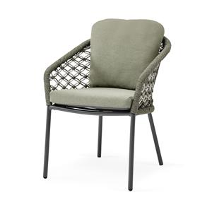 SUNS Nappa dining tuinstoel matt royal grey/mix macrame green rope/forest green