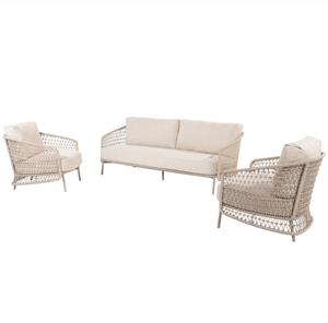 4 Seasons Outdoor Puccini stoel bank loungeset 3 delig rope latte 