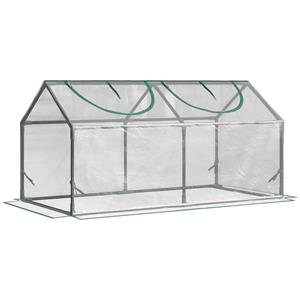 Outsunny Foliegewächshaus mit Fenster PVC Treibhaus Tomatenhaus Frühbeet 120 x 60 x 60 cm Transparent