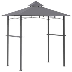 Outsunny Grillpavillon Gartenzelt Grill Pavillon Balkonpavillon Flammhemmendes Doppeldach Grau 245 x 148 x 252 cm