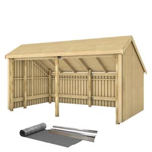 Plus Danmark Multi tuinhuis open 10,5 m2 onbehandeld incl dakleer/alu strips 248 x 432 x 250 cm