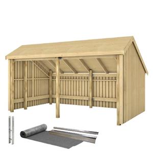 Plus Danmark Multi tuinhuis open 10,5 m2 onbehandeld compleet 248 x 432 x 250 cm