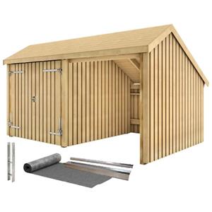 Plus Danmark Multi tuinhuis dubbele deur / open 10,5 m2 onbehandeld compleet 248 x 432 x 250 cm