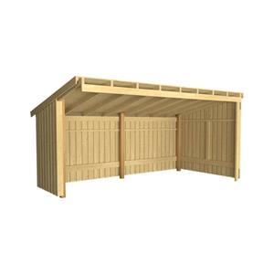 Plus Danmark Aanbouw fietsenstalling half dicht 9,5 m2 onbehandeld 217 x 430 x 219 cm