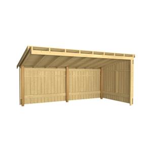 Plus Danmark Aanbouw fietsenstalling open 9,5 m2 onbehandeld incl dakleer/alu strips  217 x 430 x 219 cm