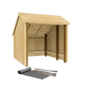 Plus Danmark Fietsenstalling open 5,7 m2 onbehandeld incl dakleer/alu strips 248 x 229 x 250 cm