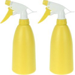 Set van 2x gele plantenspuiten 480 ml - Tuinbenodigdheden - Waterverstuiver - Plantensproeiers/plantenspuiten - Plantenspuiten