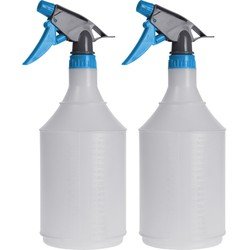 Set van 2x grijs/blauwe plantenspuiten 1 liter - Tuinbenodigdheden - Waterverstuiver - Plantensproeiers/plantenspuiten - Plantenspuiten