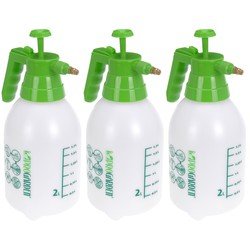 Pro Garden Set van 3x drukspuiten / plantenspuiten met hand pomp wit/Groen