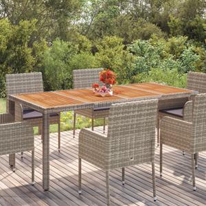 Gartentisch mit Holzplatte Grau 190x90x75 cm Poly Rattan vidaXL - Grau