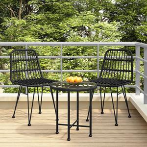 Tuinstoelen 2 st 48x62 84 cm PE rattan zwart