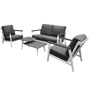 AVH-Outdoor Albina stoel bank loungeset 4 delig aluminium wit