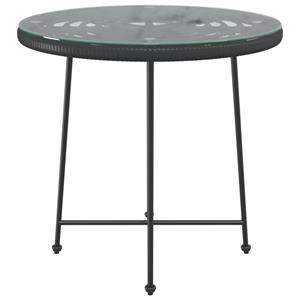 vidaXL Eettafel Ø80 cm gehard glas en staal zwart