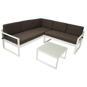 Express Capri aluminium loungeset - Aluminium Textiel Glas - Wit Bruin