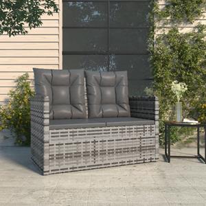 vidaXL Tuinbank met kussens 105 cm poly rattan grijs