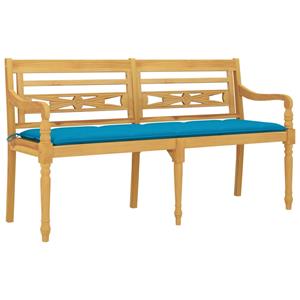 VIDAXL Batavia-bank Mit Hellblauem Kissen 150 Cm Massivholz Teak