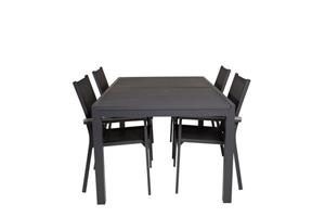 Hioshop Marbella tuinmeubelset tafel 100x160/240cm en 4 stoel Parma