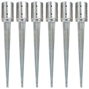 vidaXL Grondpinnen 6 st 10x76 cm gegalvaniseerd staal zilverkleurig