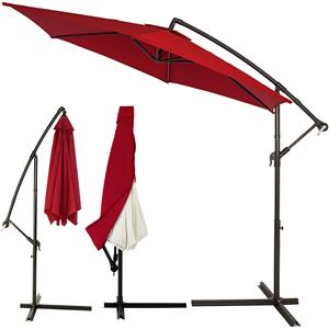 Kingsleeve Ampelschirm Rot Alu Ø300cm UV-Schutz 40+ + Abdeckung