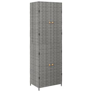 Gartenschrank Grau 59x40x180 cm Poly Rattan vidaXL - Grau