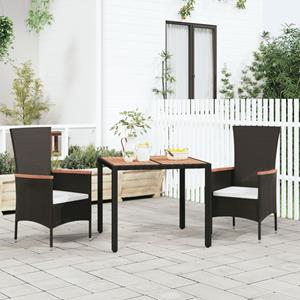 Vidaxl Gartentisch Mit Holzplatte Schwarz Poly Rattan & Akazienholz