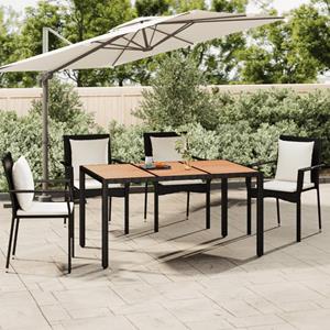 Vidaxl Gartentisch Mit Holzplatte Schwarz Poly Rattan & Akazienholz
