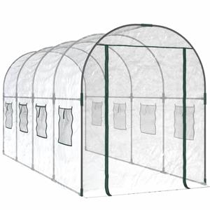 Tuinkas 161x398x188 Cm Pvc En Gepoedercoat Staal Transparant