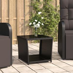 VIDAXL Beistelltisch Mit Glasplatte Schwarz Poly Rattan & Hartglas