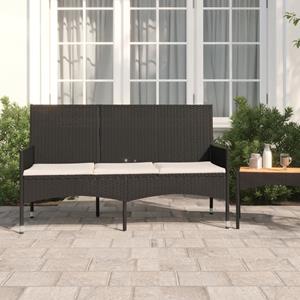 VIDAXL Gartenbank 3-sitzer Mit Kissen Schwarz Poly Rattan