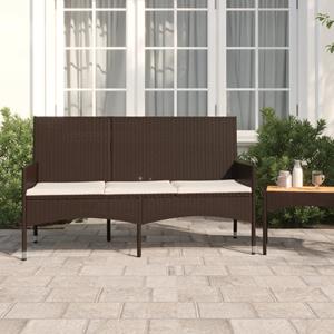 VIDAXL Gartenbank 3-sitzer Mit Kissen Braun Poly Rattan