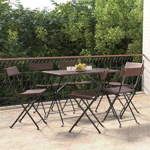 VidaXL Bistrostoelen 6 St Inklapbaar Poly Rattan En Staal Bruin