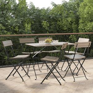 VidaXL Bistrostoelen 6 St Inklapbaar Poly Rattan En Staal Grijs