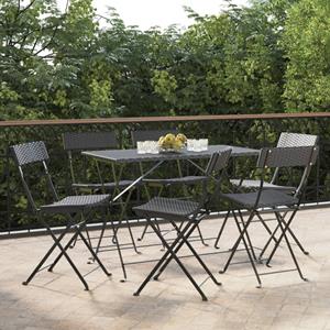 VidaXL Bistrostoelen 6 St Inklapbaar Poly Rattan En Staal Zwart