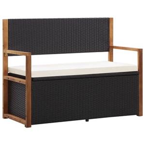 VidaXL Opbergbankje 110 cm poly rattan en massief acaciahout zwart