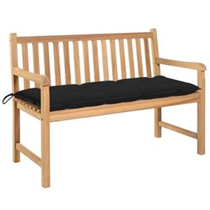 VidaXL Tuinbank met zwart kussen 120 cm massief teakhout