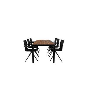 Hioshop Bois tuinmeubelset tafel 90x205cm en 6 stoel salu Alina