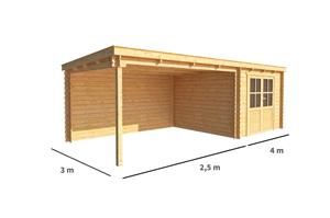 Warentuin Collection Blokhut met overkapping Els 650 cm bij 300 cm diep Lessenaarsdak