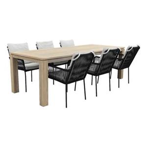 Van der Garde Tuinmeubelen VDG Teresa Black/Rome grey 240 cm. tuinset â 7-delig