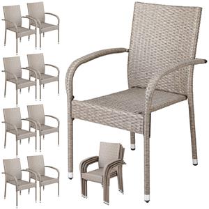 Casaria Polyrattan Stapelstuhl Comfort 8er-Set Creme