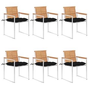 vidaxl Tuinstoelen 6 st met kussens massief teakhout