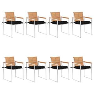 vidaxl Tuinstoelen 8 st met kussens massief teakhout