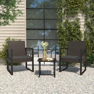 vidaXL Tuinstoel met kussen poly rattan zwart