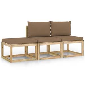 VidaXL 3-delige Loungeset met taupe kussens