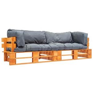 VidaXL 2-delige Bankenset pallet met grijze kussens grenenhout