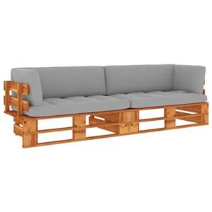 VIDAXL 2-sitzer-palettensofa Mit Kissen Honigbraun Kiefer Impregniert