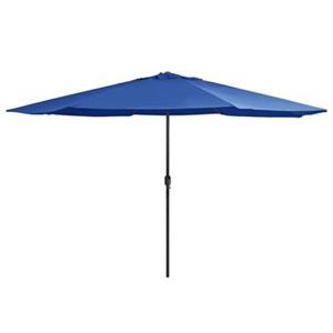 vidaxl Parasol met metalen paal 390 cm azuurblauw