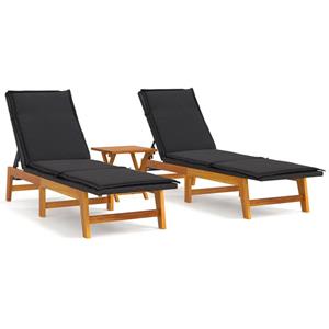 VidaXL 3-delige Loungeset Poly Rattan En Massief Acaciahout