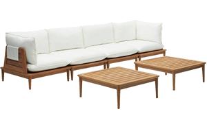 Kave Home Loungeset Portitxol, Set van 2 hoekfauteuils, 2 fauteuils en 2 salontafels