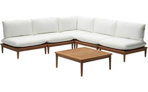Kave Home Loungeset Portitxol, Set van 1 hoekfauteuil, 4 modulaire fauteuils en salontafel