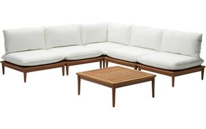 Kave Home Loungeset Portitxol, Set van 1 hoekfauteuil, 4 modulaire fauteuils en salontafel